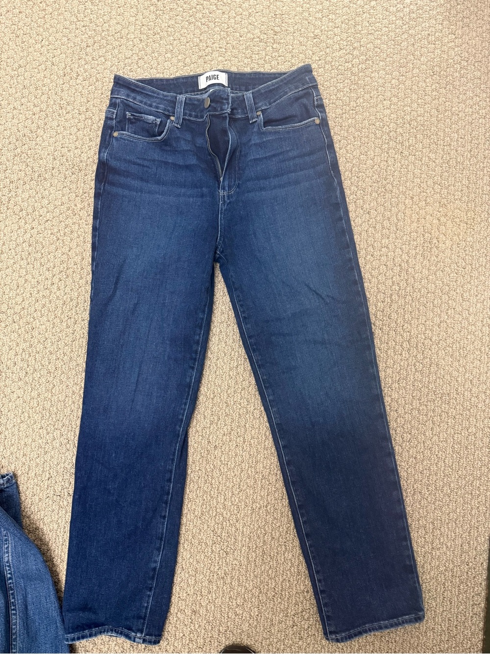 PAIGE Dark Blue Straight-Leg Jeans